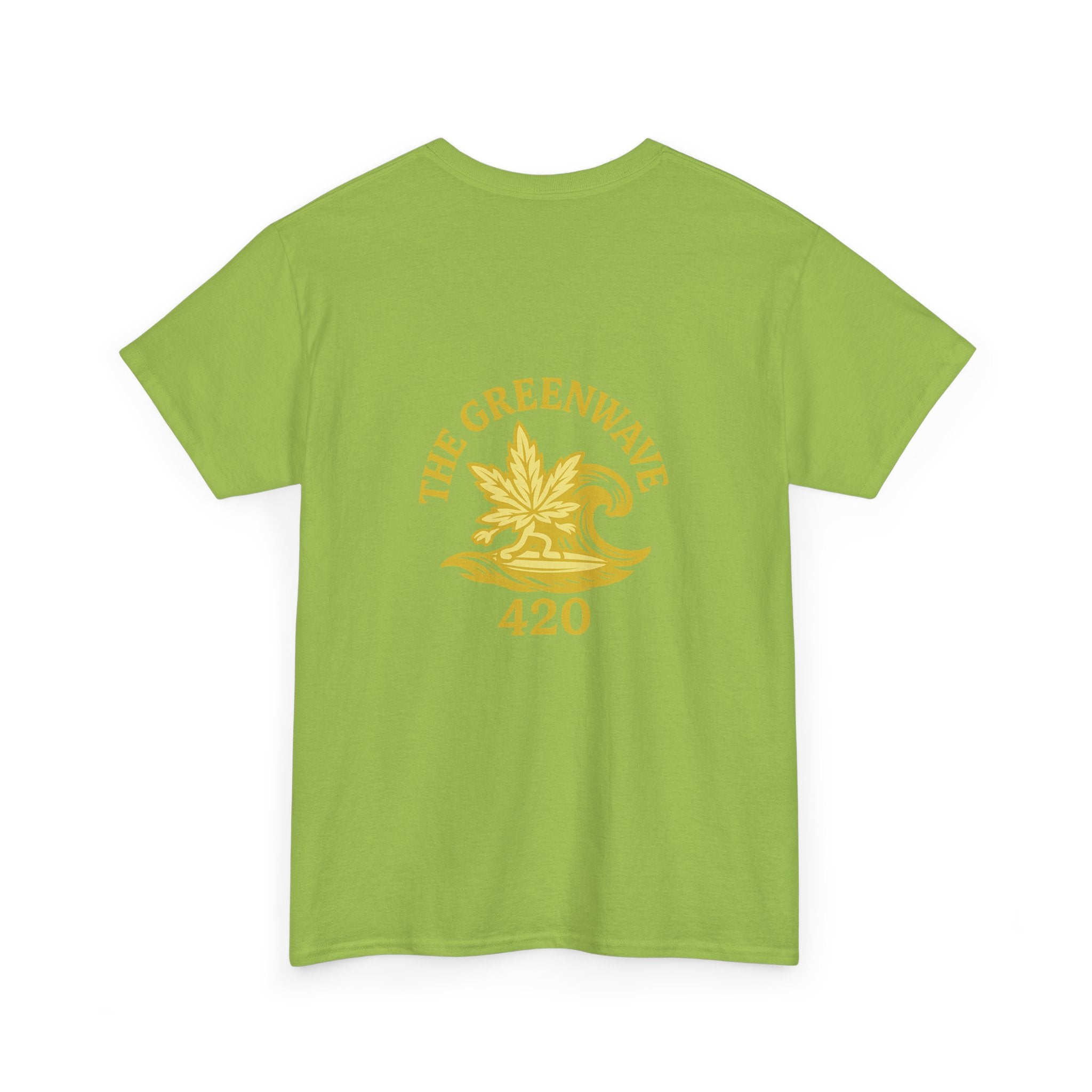 Unisex Heavy Cotton Tee with Retro Greenwave 420 Design, Cannabis Culture Shirt, Perfect for Festivals, Gifting, Everyday Wear