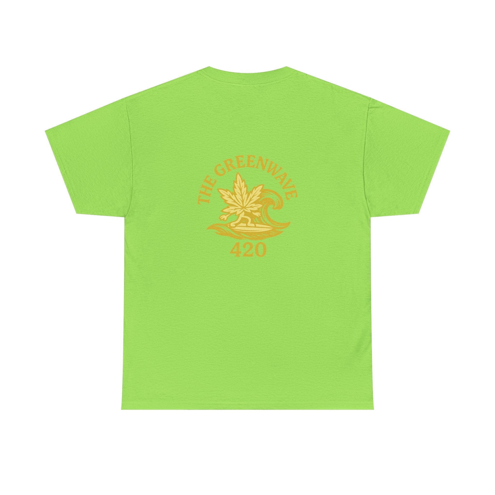 Unisex Heavy Cotton Tee with Retro Greenwave 420 Design, Cannabis Culture Shirt, Perfect for Festivals, Gifting, Everyday Wear