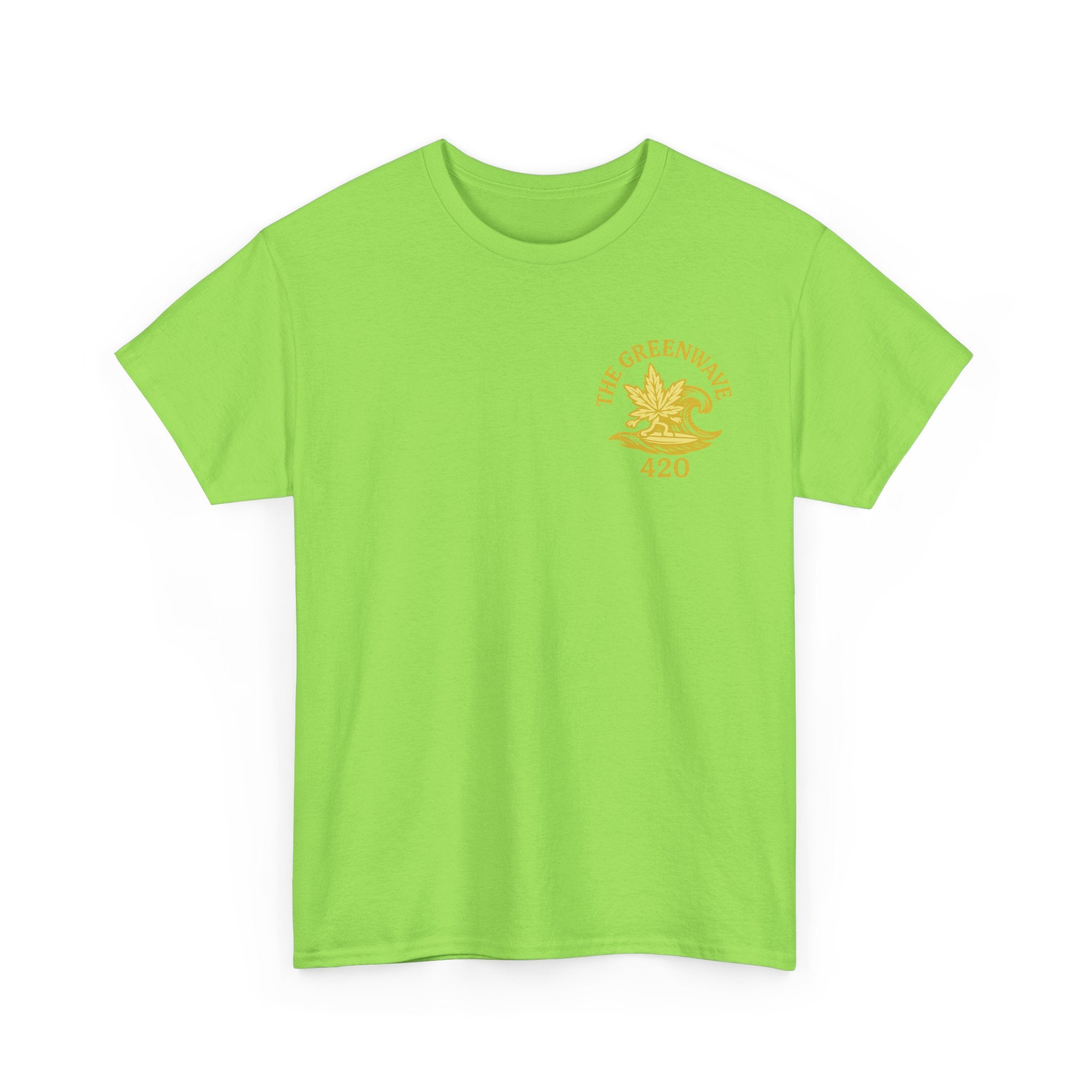 Unisex Heavy Cotton Tee with Retro Greenwave 420 Design, Cannabis Culture Shirt, Perfect for Festivals, Gifting, Everyday Wear
