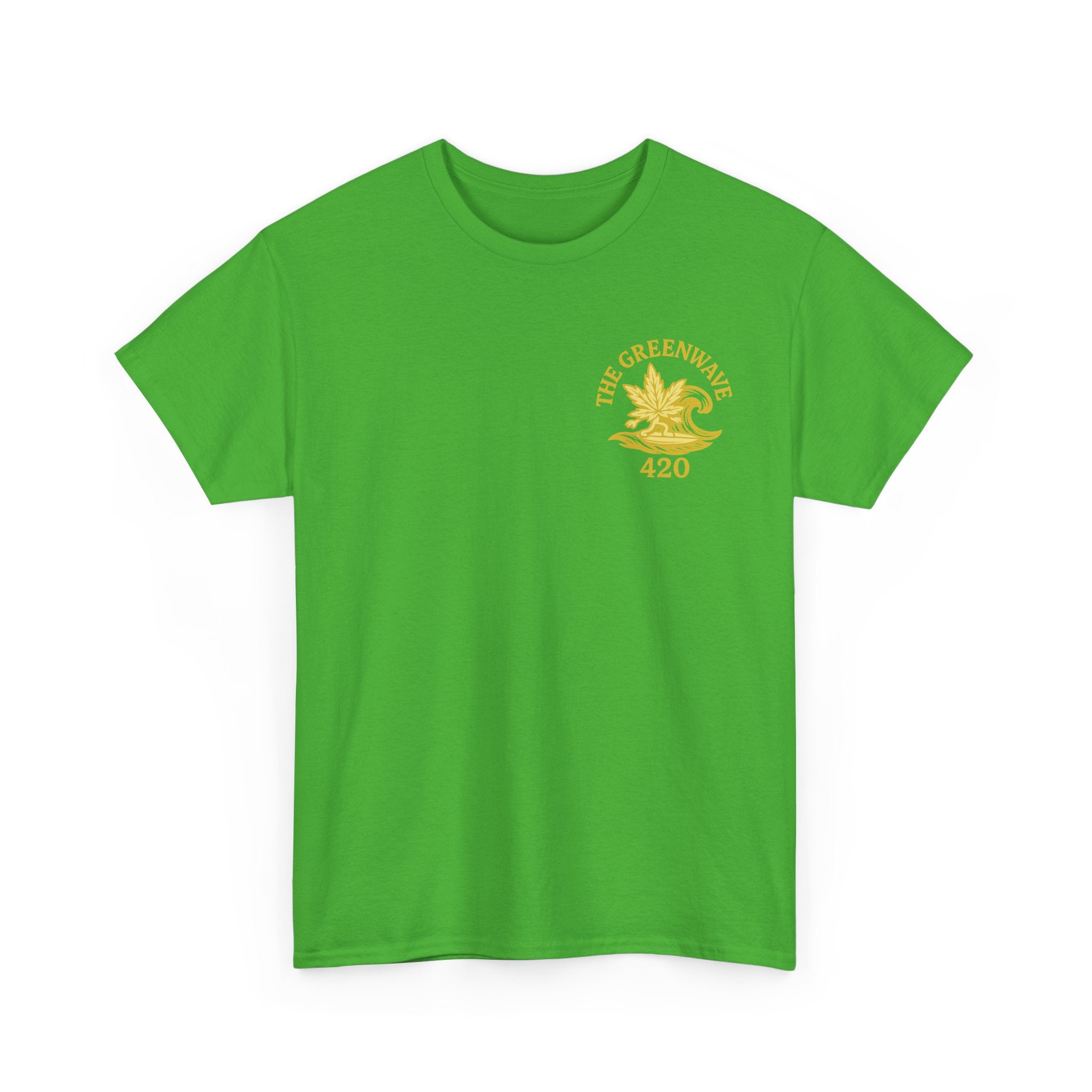 Unisex Heavy Cotton Tee with Retro Greenwave 420 Design, Cannabis Culture Shirt, Perfect for Festivals, Gifting, Everyday Wear