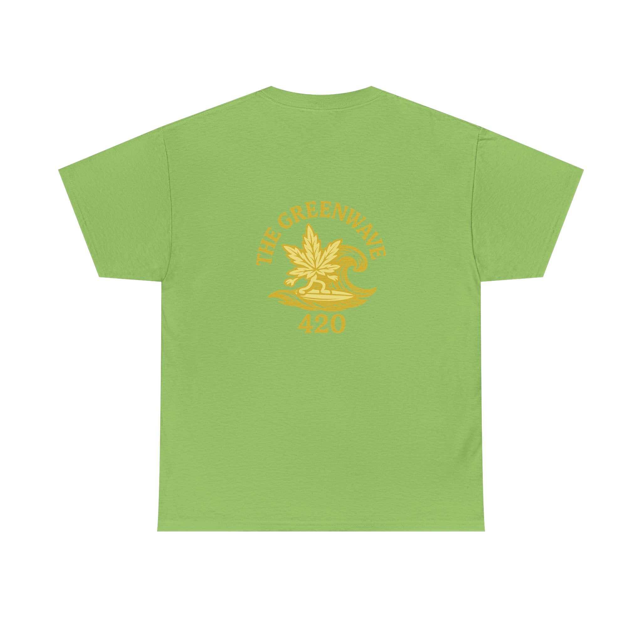 Unisex Heavy Cotton Tee with Retro Greenwave 420 Design, Cannabis Culture Shirt, Perfect for Festivals, Gifting, Everyday Wear