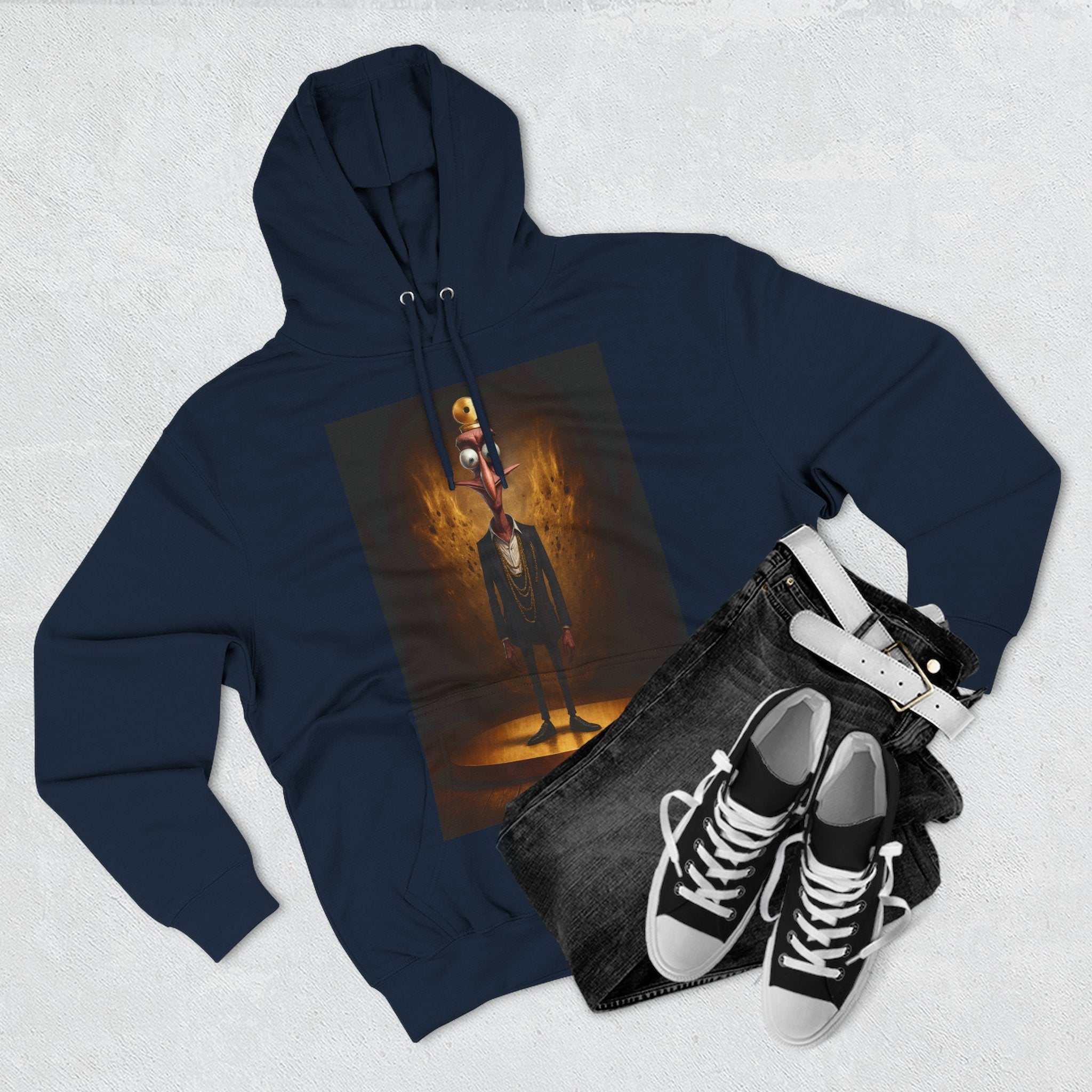 Three-Panel Fleece Hoodie with Cool Graphics, Casual Wear, Cozy Layer, Gift for Friends, 420 Merch, Unique Streetwear