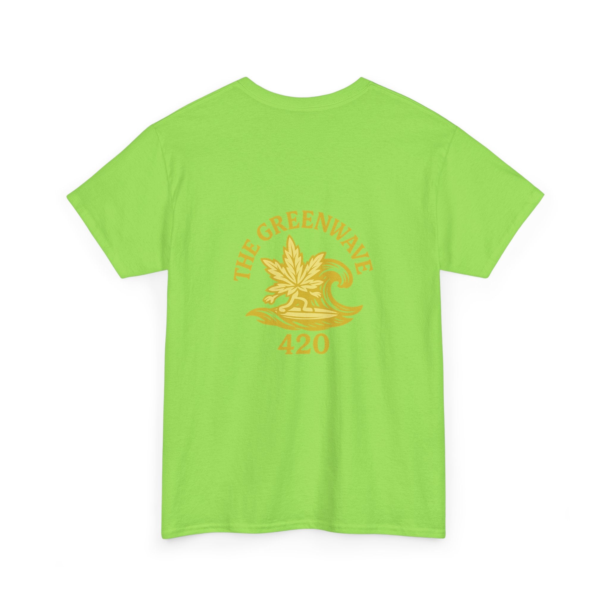 Unisex Heavy Cotton Tee with Retro Greenwave 420 Design, Cannabis Culture Shirt, Perfect for Festivals, Gifting, Everyday Wear