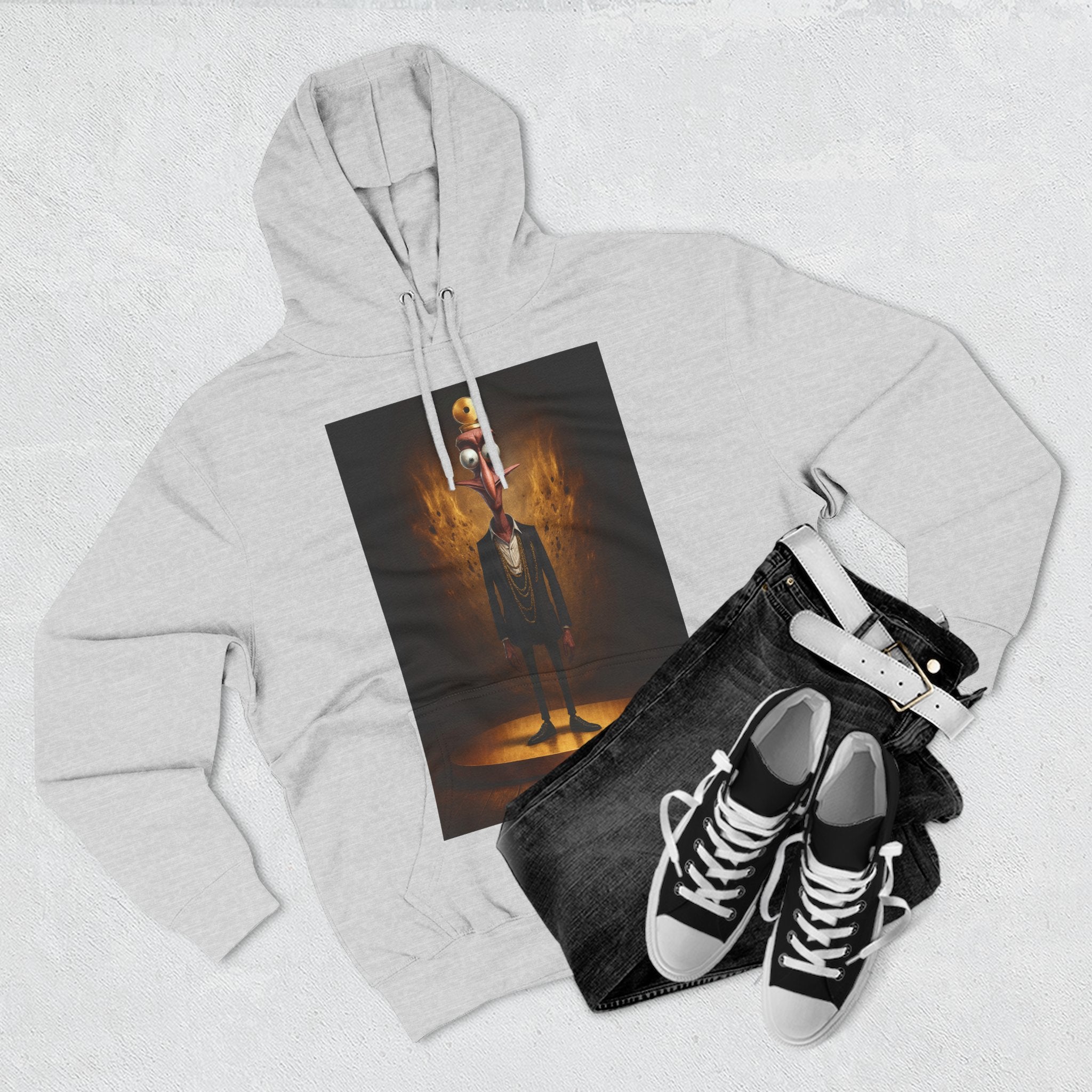 Three-Panel Fleece Hoodie with Cool Graphics, Casual Wear, Cozy Layer, Gift for Friends, 420 Merch, Unique Streetwear