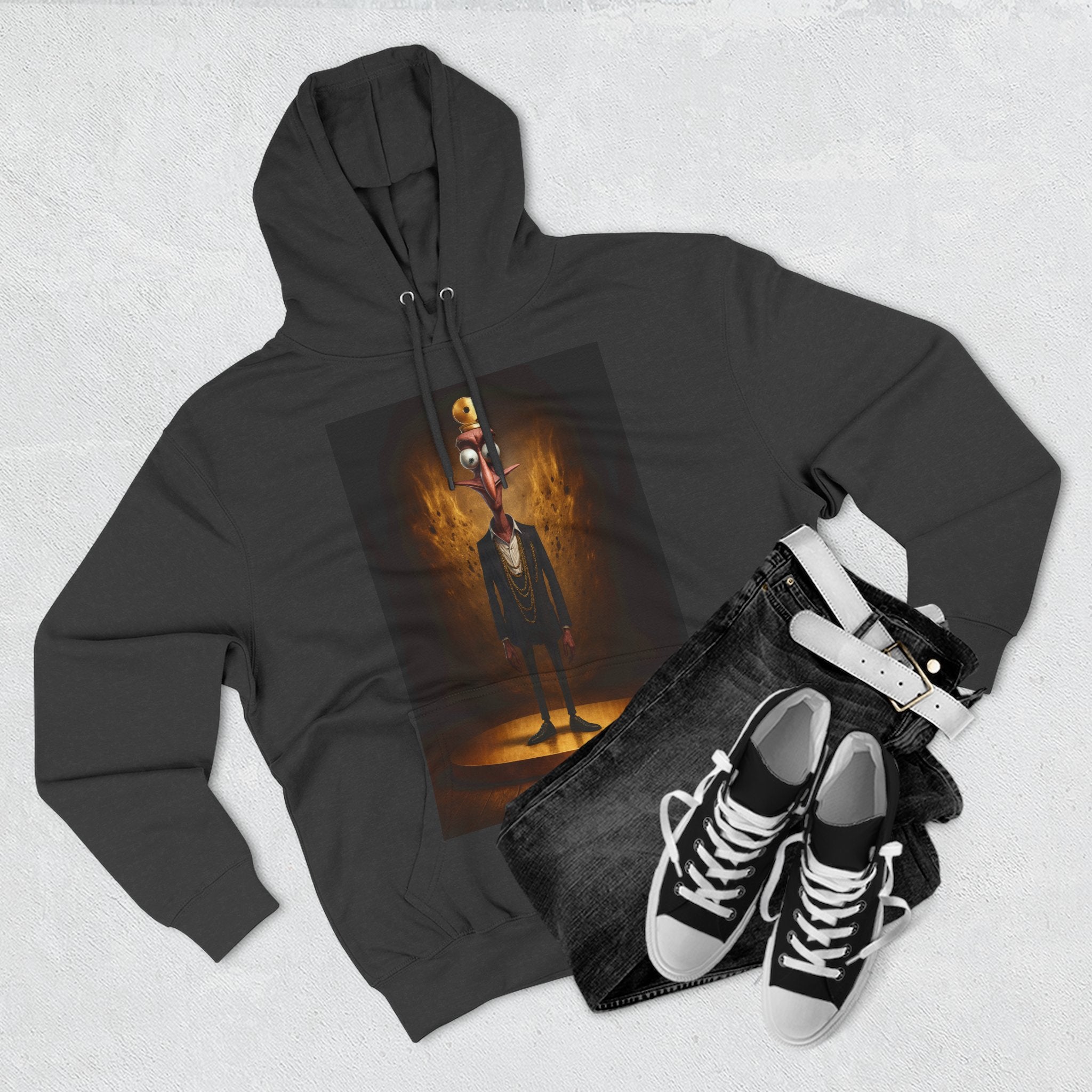 Three-Panel Fleece Hoodie with Cool Graphics, Casual Wear, Cozy Layer, Gift for Friends, 420 Merch, Unique Streetwear