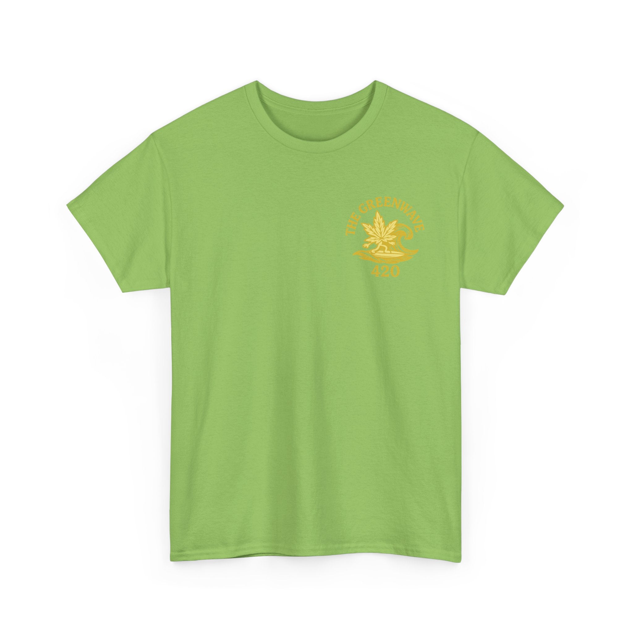 Unisex Heavy Cotton Tee with Retro Greenwave 420 Design, Cannabis Culture Shirt, Perfect for Festivals, Gifting, Everyday Wear