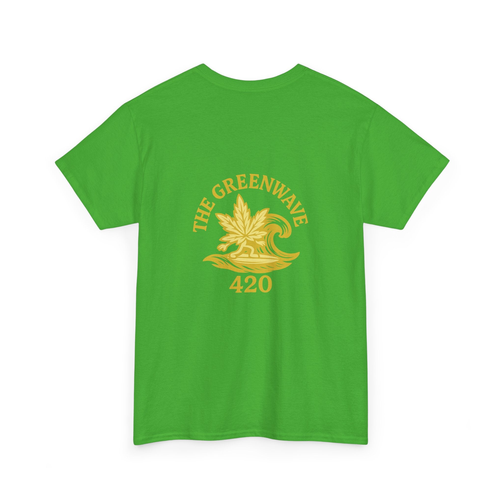 Unisex Heavy Cotton Tee with Retro Greenwave 420 Design, Cannabis Culture Shirt, Perfect for Festivals, Gifting, Everyday Wear