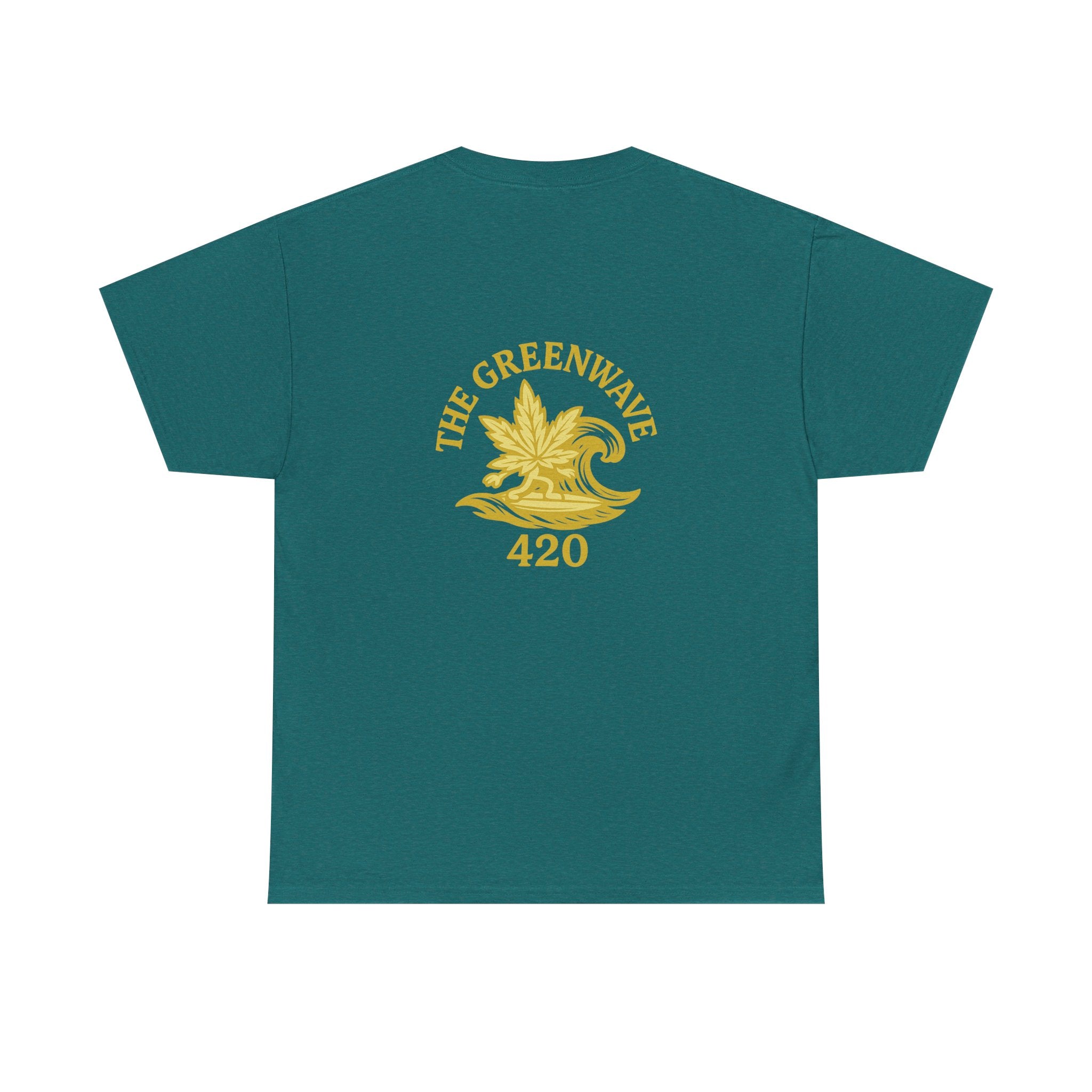 Unisex Heavy Cotton Tee with Retro Greenwave 420 Design, Cannabis Culture Shirt, Perfect for Festivals, Gifting, Everyday Wear
