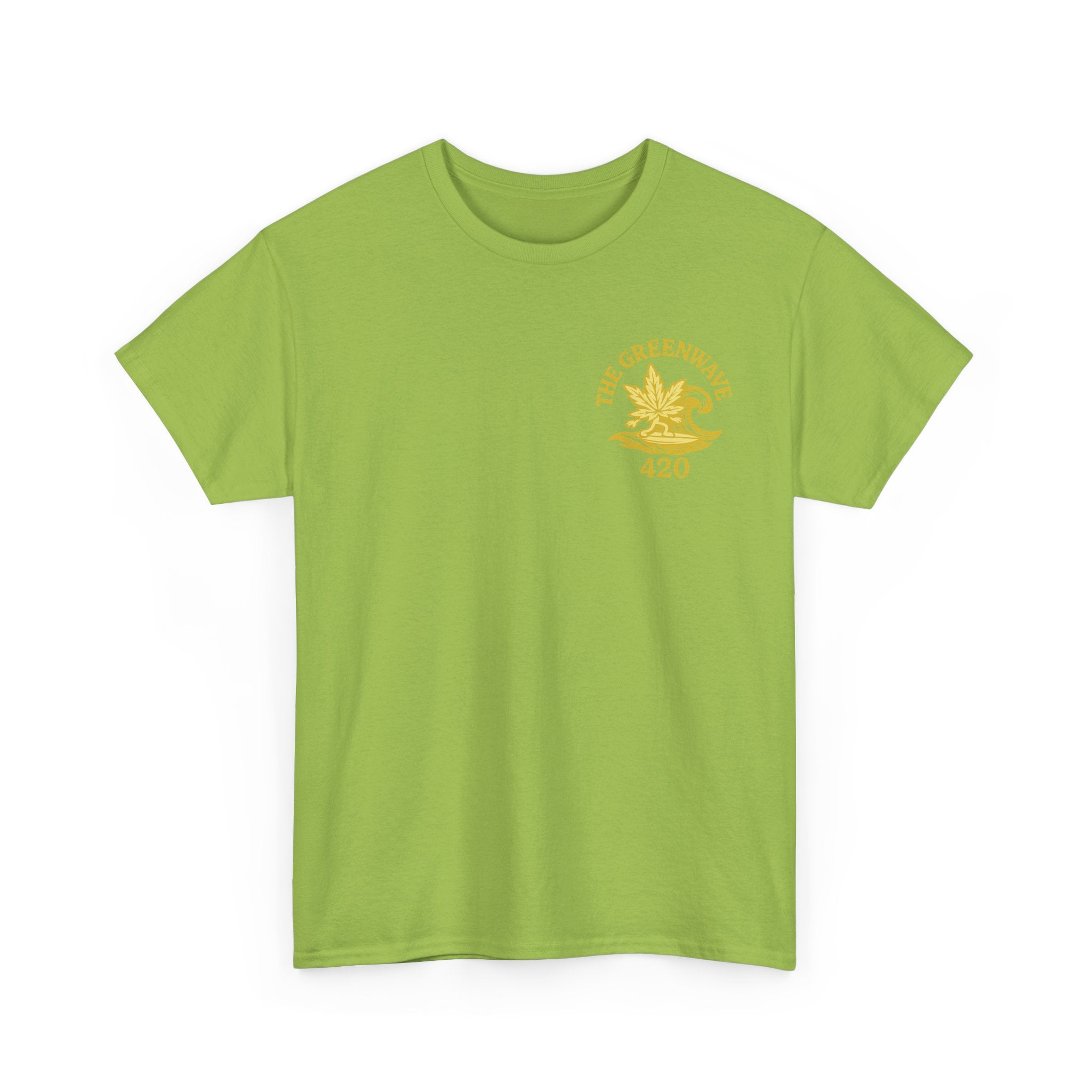 Unisex Heavy Cotton Tee with Retro Greenwave 420 Design, Cannabis Culture Shirt, Perfect for Festivals, Gifting, Everyday Wear