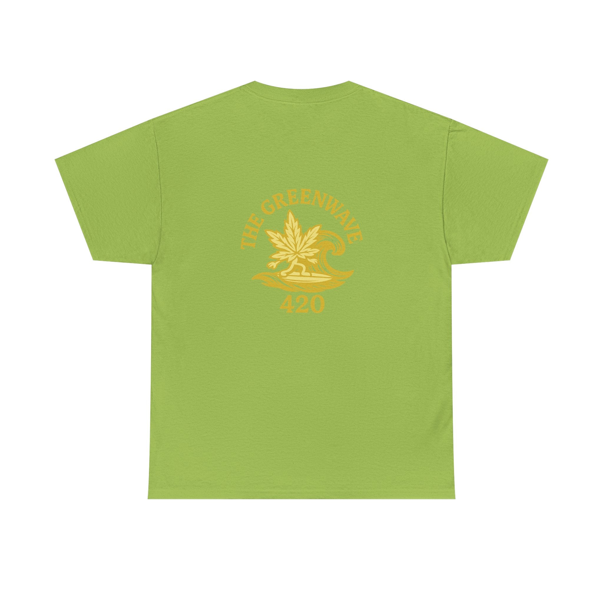 Unisex Heavy Cotton Tee with Retro Greenwave 420 Design, Cannabis Culture Shirt, Perfect for Festivals, Gifting, Everyday Wear