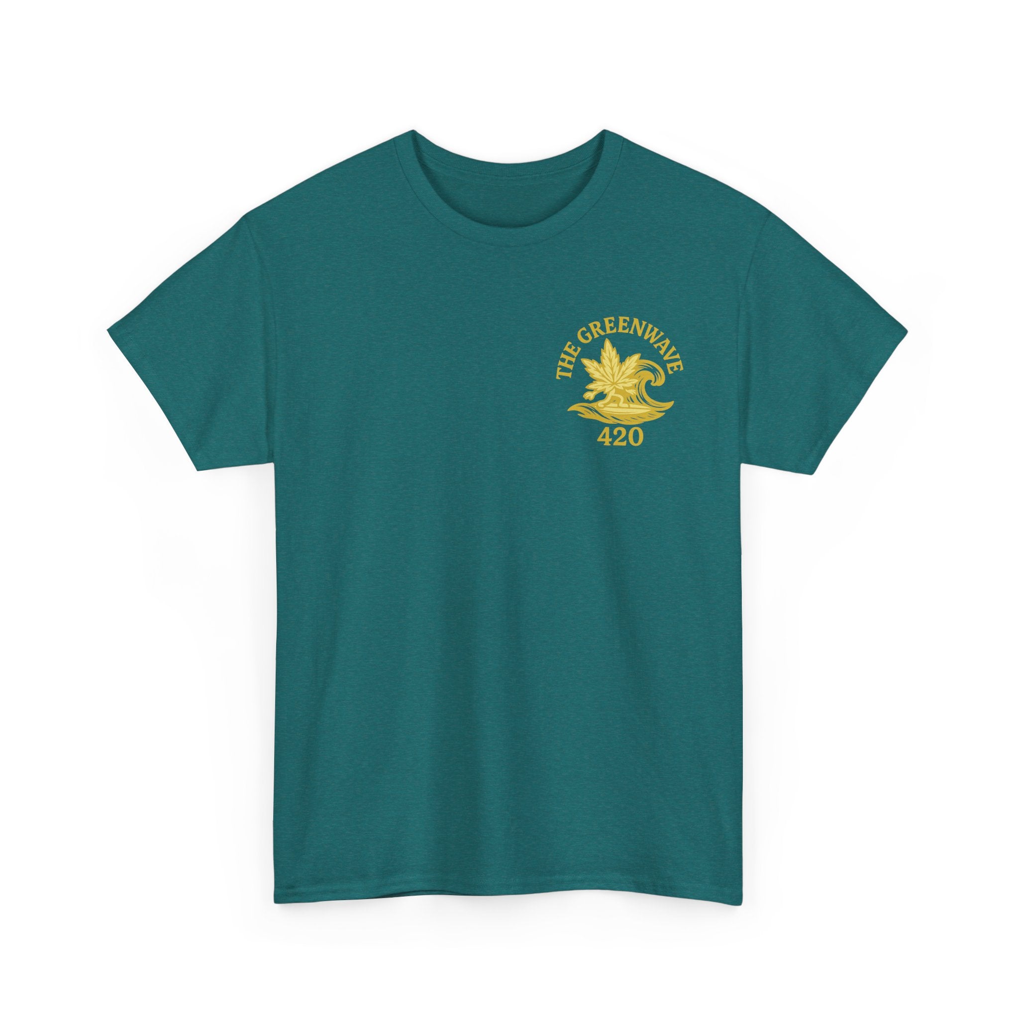 Unisex Heavy Cotton Tee with Retro Greenwave 420 Design, Cannabis Culture Shirt, Perfect for Festivals, Gifting, Everyday Wear